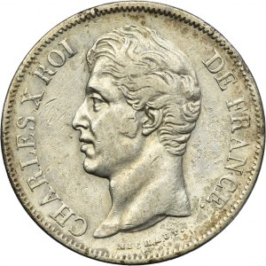 France, Charles X, 5 francs Lille 1827 W