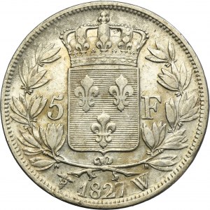 France, Charles X, 5 francs Lille 1827 W