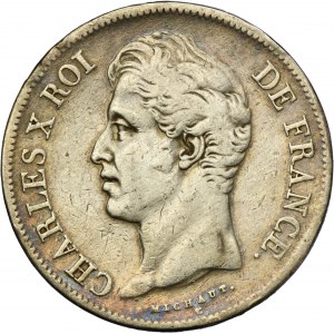 France, Charles X, 5 francs Lille 1828 W