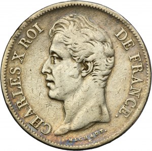France, Charles X, 5 francs Lille 1828 W