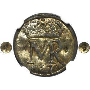 Michael I Wisnowiecki, Schilling Danzig 1670 - NGC MS62 - ex. Potocki