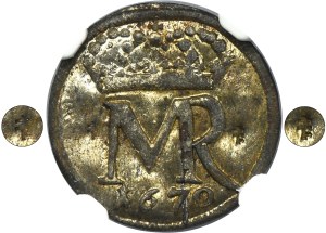 Michael I Wisnowiecki, Schilling Danzig 1670 - NGC MS62 - ex. Potocki