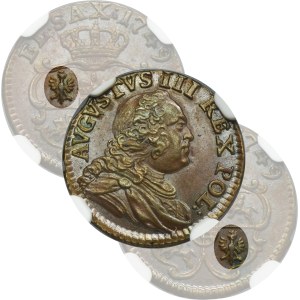 Augustus III of Poland, Schilling Dresden 1749 - VERY RARE - NGC MS63 BN