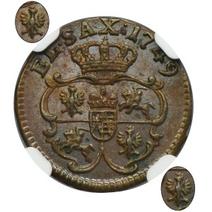 Augustus III of Poland, Schilling Dresden 1749 - VERY RARE - NGC MS63 BN