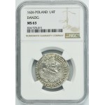 Sigismund III Vasa, 1/4 Thaler Danzig 1626 - PR• - NGC MS63