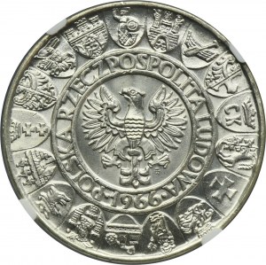 PRÓBA, 100 złotych 1966 Mieszko i Dąbrówka półpostacie - NGC MS66