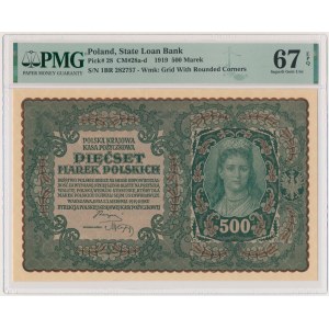 500 marek 1919 - I Serja BR - PMG 67 EPQ