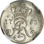 Augustus III of Poland, 3 Groschen Thorn 1763 SB - NGC MS63 - EXTREMELY RARE, ex. Potocki