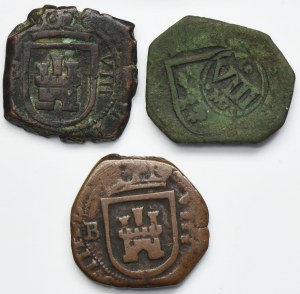 Ensemble, Espagne, Philippe IV, 8 Maravedis (3 pièces).
