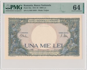 Roumanie, 1 000 lei 1941 - PMG 64