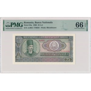 Romania, 25 Lei 1966 - PMG 66 EPQ