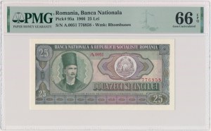 Romania, 25 Lei 1966 - PMG 66 EPQ