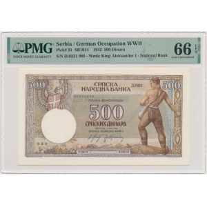 Serbia, 500 Dinara 1942 - PMG 66 EPQ