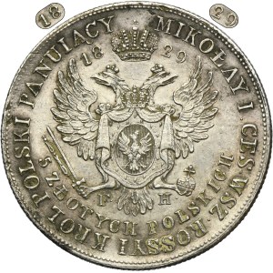 Kingdom of Poland, 5 Zloty Warsaw 1829 FH - RARE