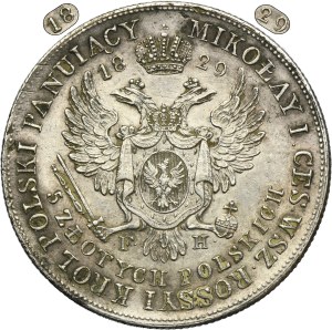Kingdom of Poland, 5 Zloty Warsaw 1829 FH - RARE
