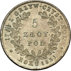 November Uprising, 5 zloty Warsaw 1831 KG