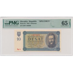Słowacja, 10 koron 1943 - WZÓR - PMG 65 EPQ