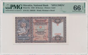 Slovakia, 50 Korun 1940 - SPECIMEN - PMG 66 EPQ