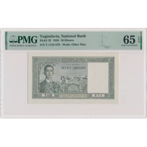 Jugosławia, 10 dinarów 1939 - PMG 65 EPQ