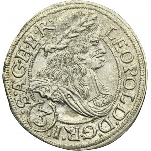Silesia, Habsburg rule, Leopold I, 3 Kreuzer Breslau 1667 SHS - UNLISTED