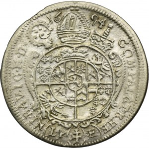 Silesia, Duchy of Neisse, Franz Ludwig von Pfalz-Neuburg, 15 Kreuzer Neisse 1694 LPH