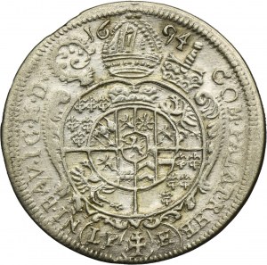 Silesia, Duchy of Neisse, Franz Ludwig von Pfalz-Neuburg, 15 Kreuzer Neisse 1694 LPH