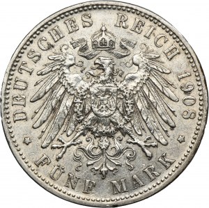 Germany, Duchy of Saxony-Meiningen, Georg II, 5 Mark Munich 1908 D