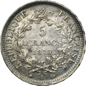 France, Third Republic, 5 Francs Paris 1873 A