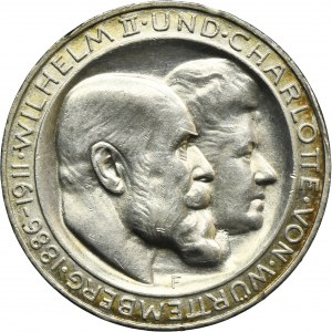Germany, Kingdom of Württemberg, William II, 3 Mark Stuttgart 1911 F