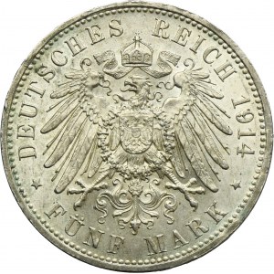 Germany, Kingdom of Prussia, William II, 5 Mark Berlin 1914 A