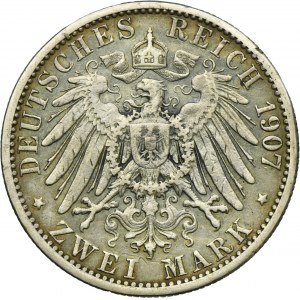 Niemcy, Miasto Lubeka, 2 Marki Berlin 1907 A - RZADKIE