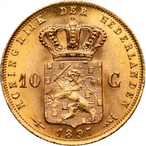Netherlands, Wilhelmina, 10 Guilders Utrecht 1897