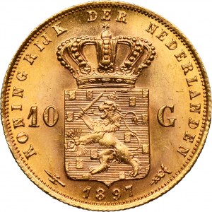 Netherlands, Wilhelmina, 10 Guilders Utrecht 1897