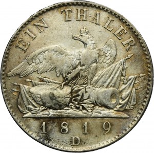Germany, Kingdom of Prussia, Friedrich Wilhelm III, Thaler Düsseldorf 1819 D