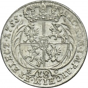 Augustus III of Poland, 18 Groschen Leipzig 1755 EC