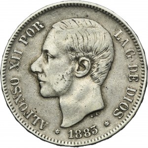 Spain, Alfonso XII, 5 Pesetas Madrid 1883 M