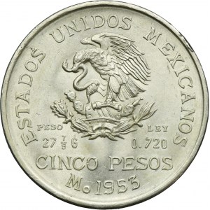 Mexico, 5 Pesos Mexico 1953 - Hidalgo