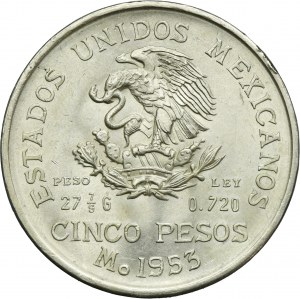 Mexico, 5 Pesos Mexico 1953 - Hidalgo