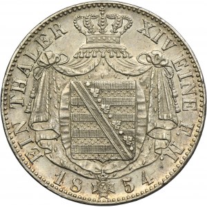 Germany, Kingdom of Saxony, Johann V, Thaler Dresden 1854 F - RARE