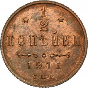 Russia, Nicholas II, 1/2 Kopeck Petersburg 1911 СПБ