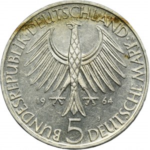 Germany, FRG, 5 Mark Hamburg 1964 J - Johann Gottlieb Fichte