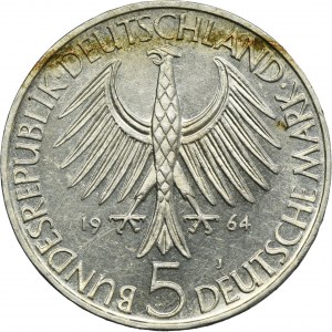 Germany, FRG, 5 Mark Hamburg 1964 J - Johann Gottlieb Fichte