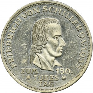 Germany, FRG, 5 Mark Stuttgart 1955 F - Friedrich von Schiller