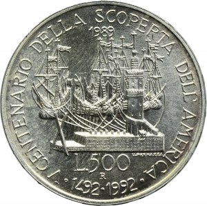 Italy, 500 Lire Rome 1989 R - 500th Anniversary of the Discovery of America by Columbus
