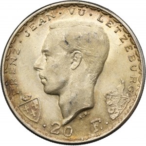 Luxembourg, Grand Duchy, Charlotte, 20 Francs Brussels 1946 - John the Blind