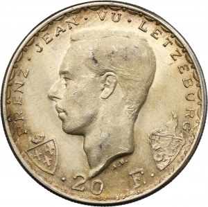 Luxembourg, Grand Duchy, Charlotte, 20 Francs Brussels 1946 - John the Blind
