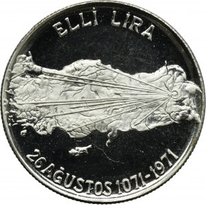 Turkey, Republic, 50 Lira Istanbul 1971 - Battle of Malazgirt
