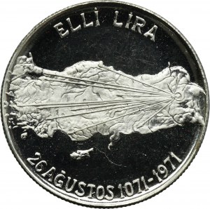 Turquie, République, 50 lires Istanbul 1971 - Bataille de Manzikert