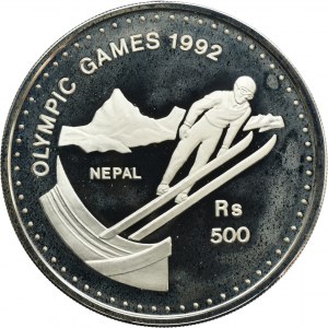 Nepal, Birendra Bir Bikram, 500 Rupees Singapore 1992 - Albertville