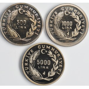 Set, Turkey, Republic, 500-5.000 Lira 1985-1992 (3 pcs.)